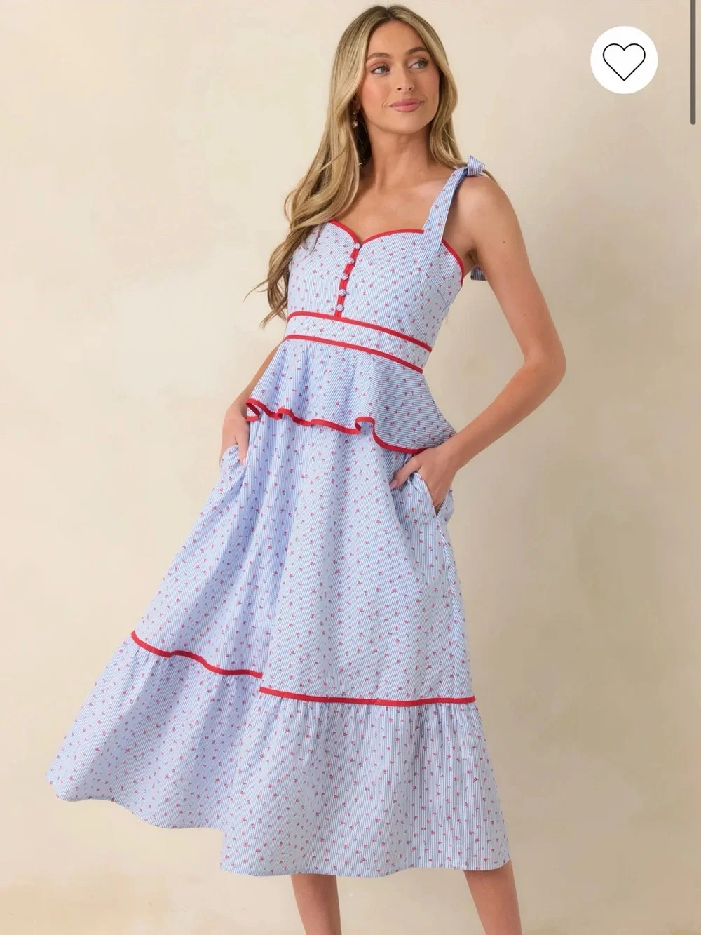 Entro Peplum midi dress with tie shoulder - Picture 1 of 3